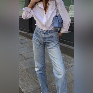 100% cotton white button down shirt
